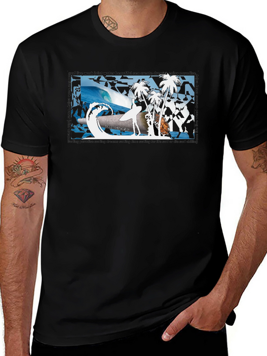 Surfing Paradise Black T-Shirt
