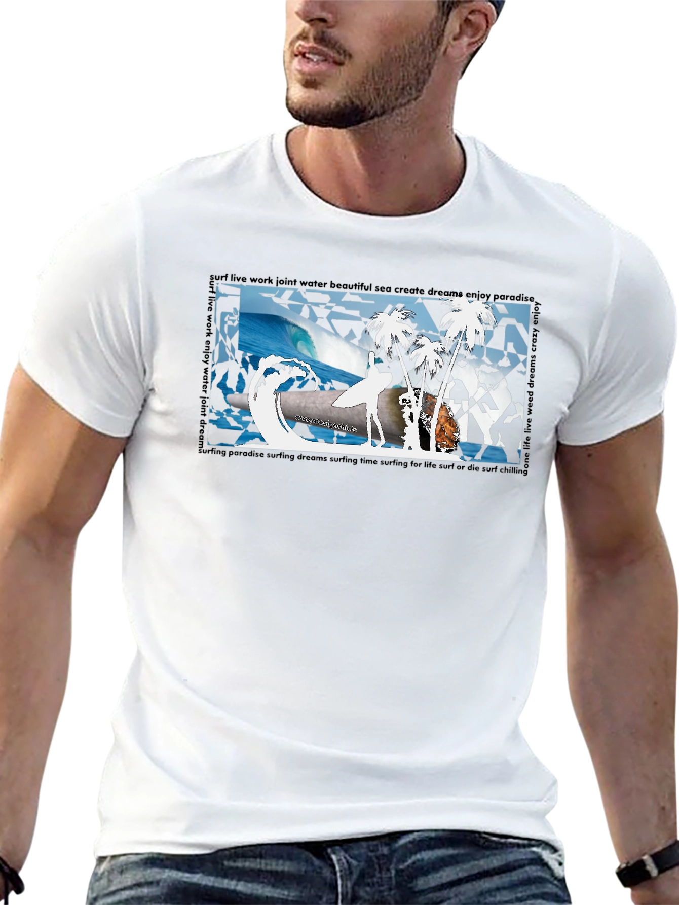 Surfing Paradise Black T-Shirt