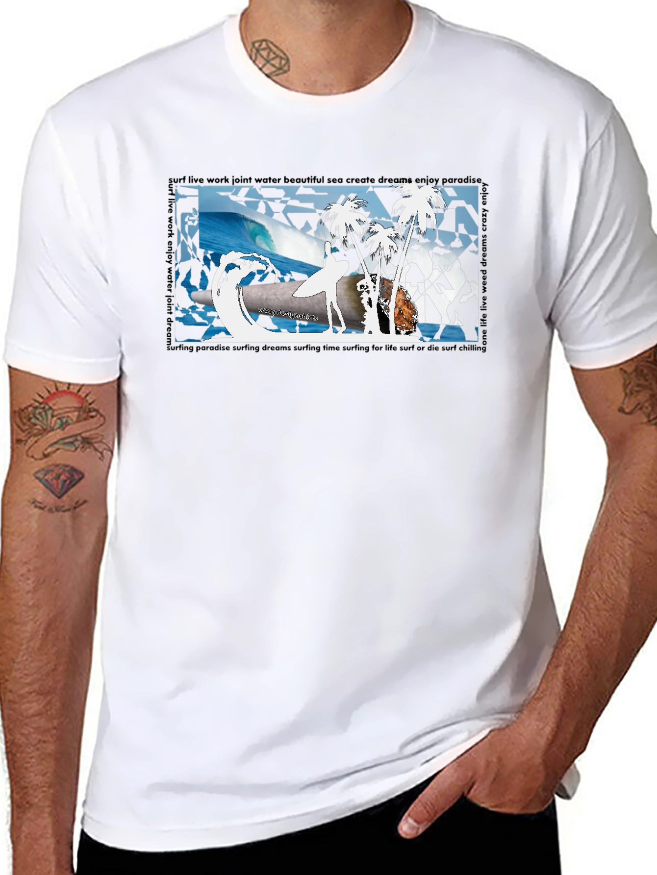 Surfing Paradise Black T-Shirt