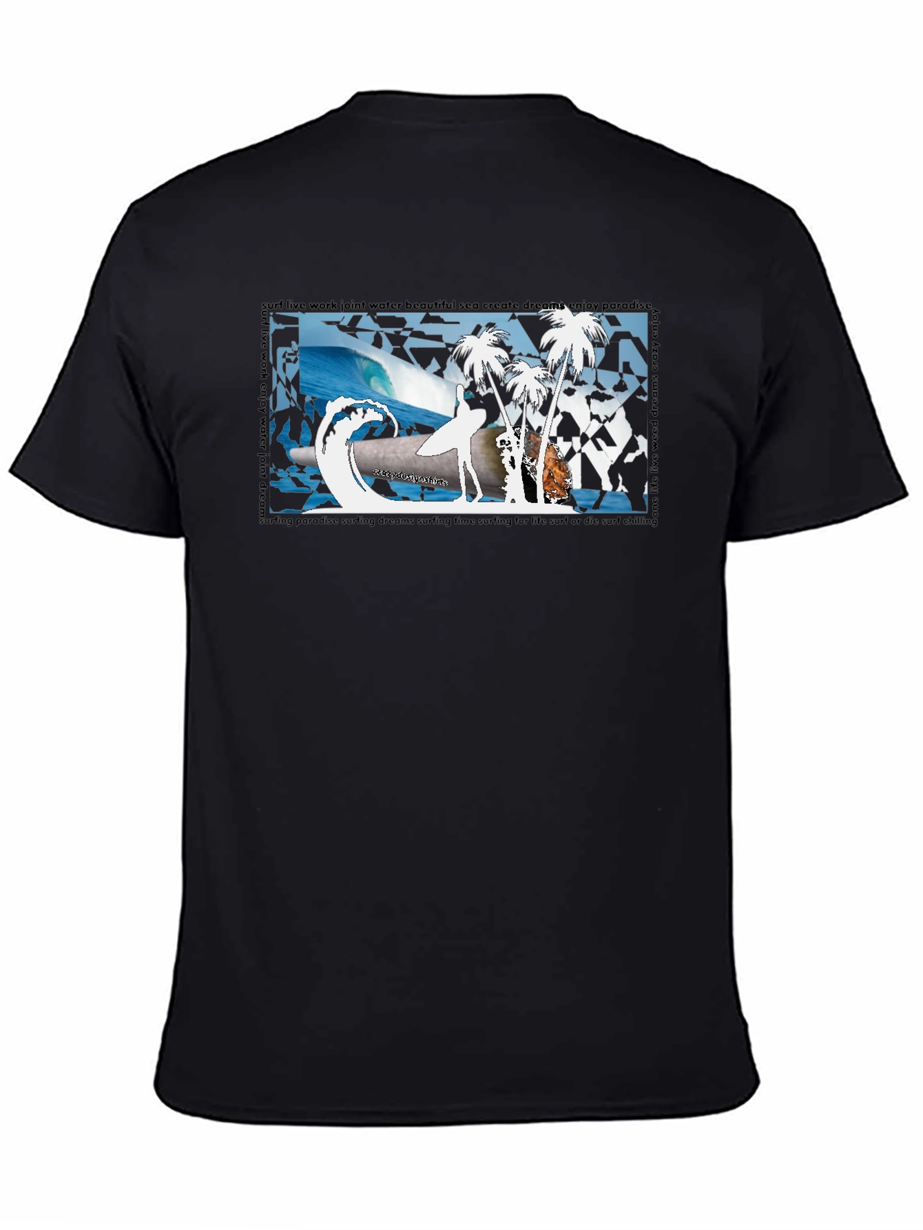 Surfing Paradise Black T-Shirt