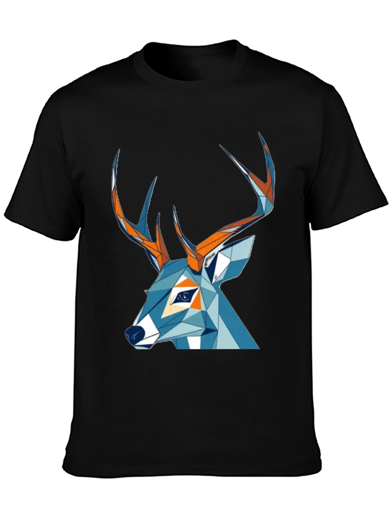 Geometric Deer Graphic Tee - Stylish Black T-Shirt