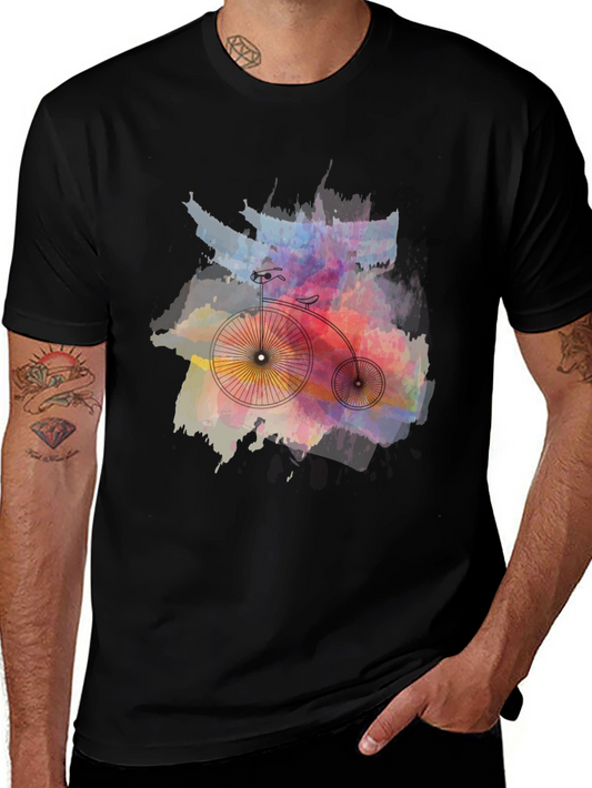 Vintage Bicycle Watercolor Graphic Tee - Black