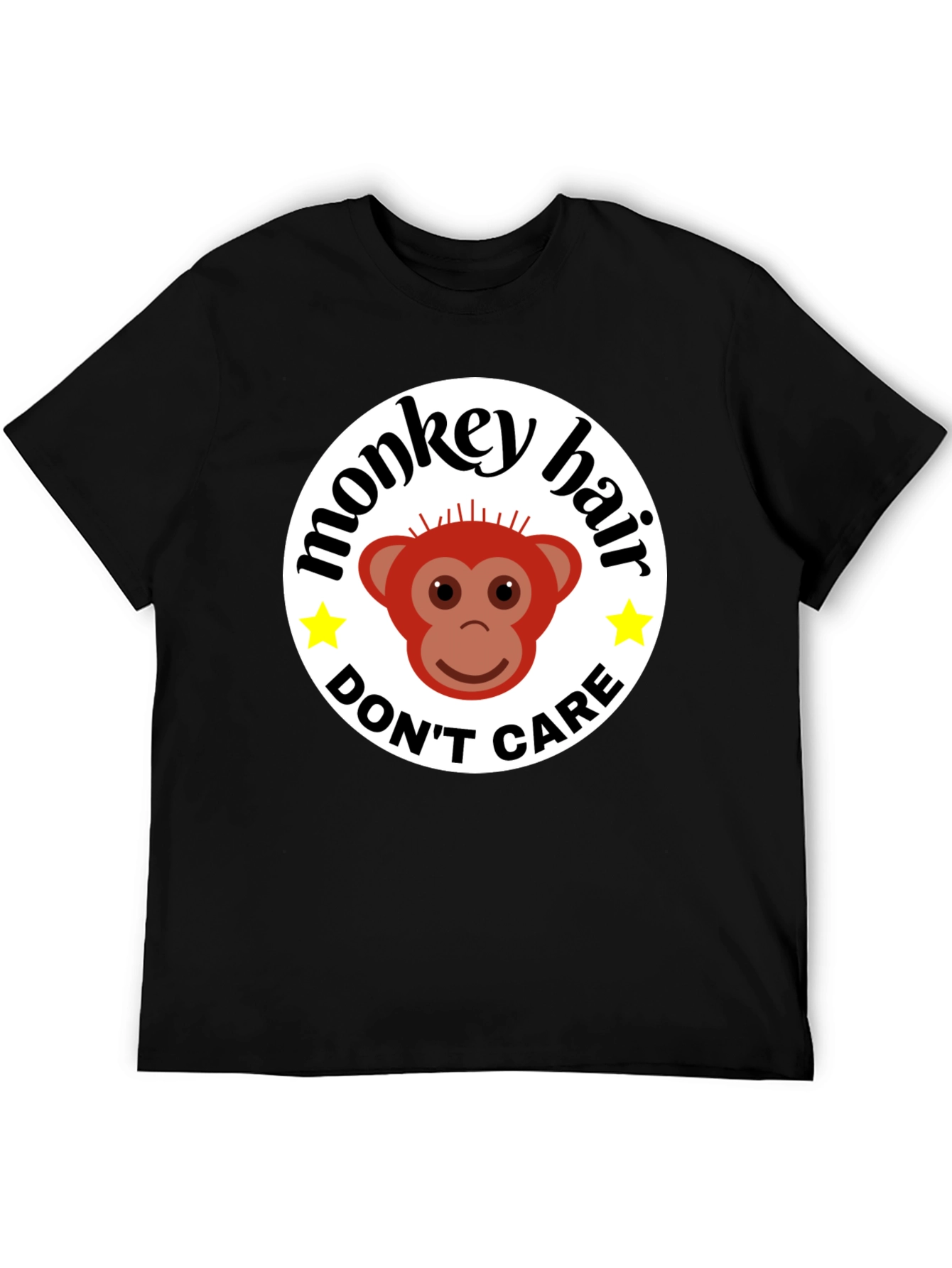 Monkey Hair Dont Care! Black Graphic Tee