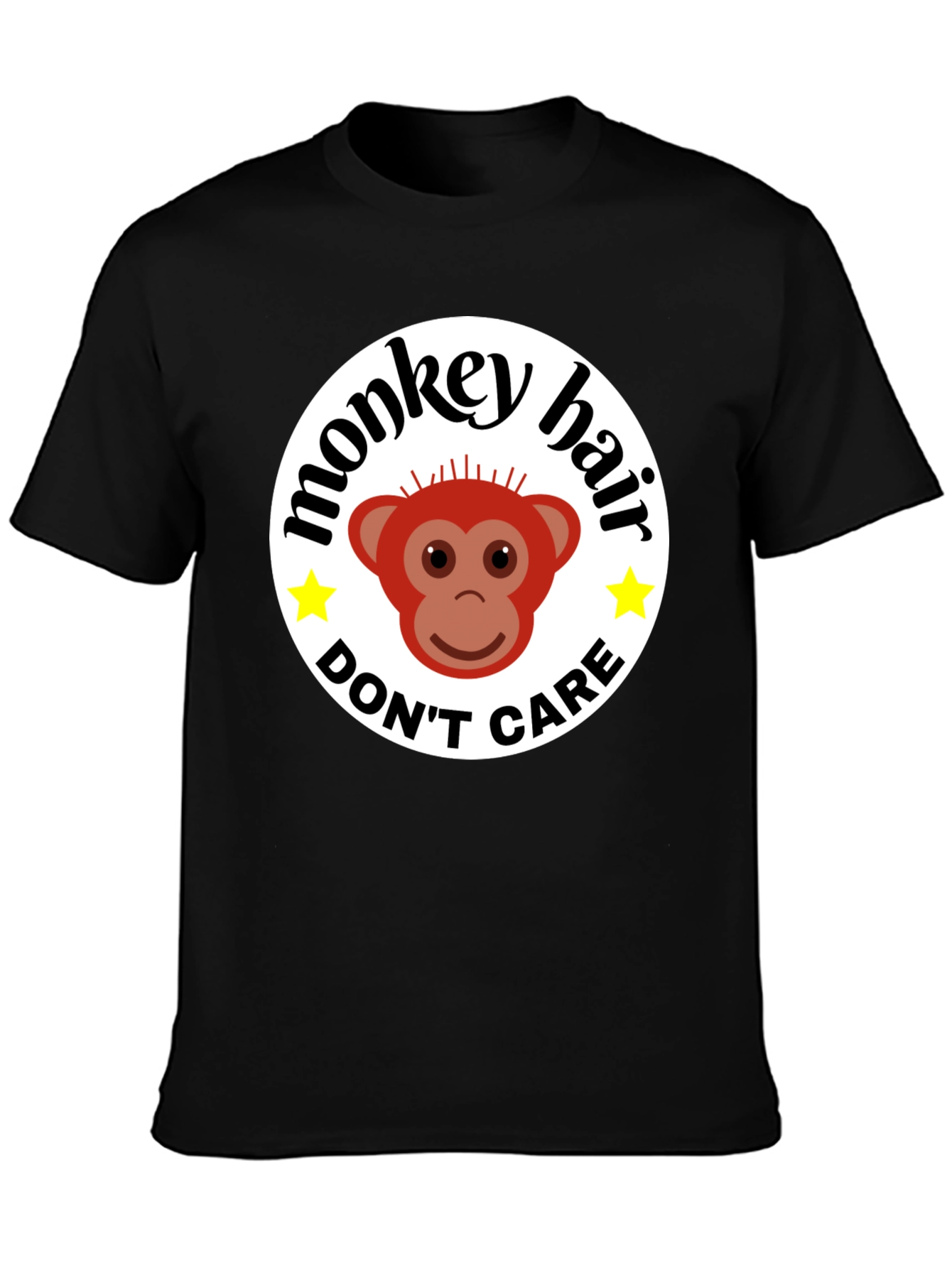 Monkey Hair Dont Care! Black Graphic Tee