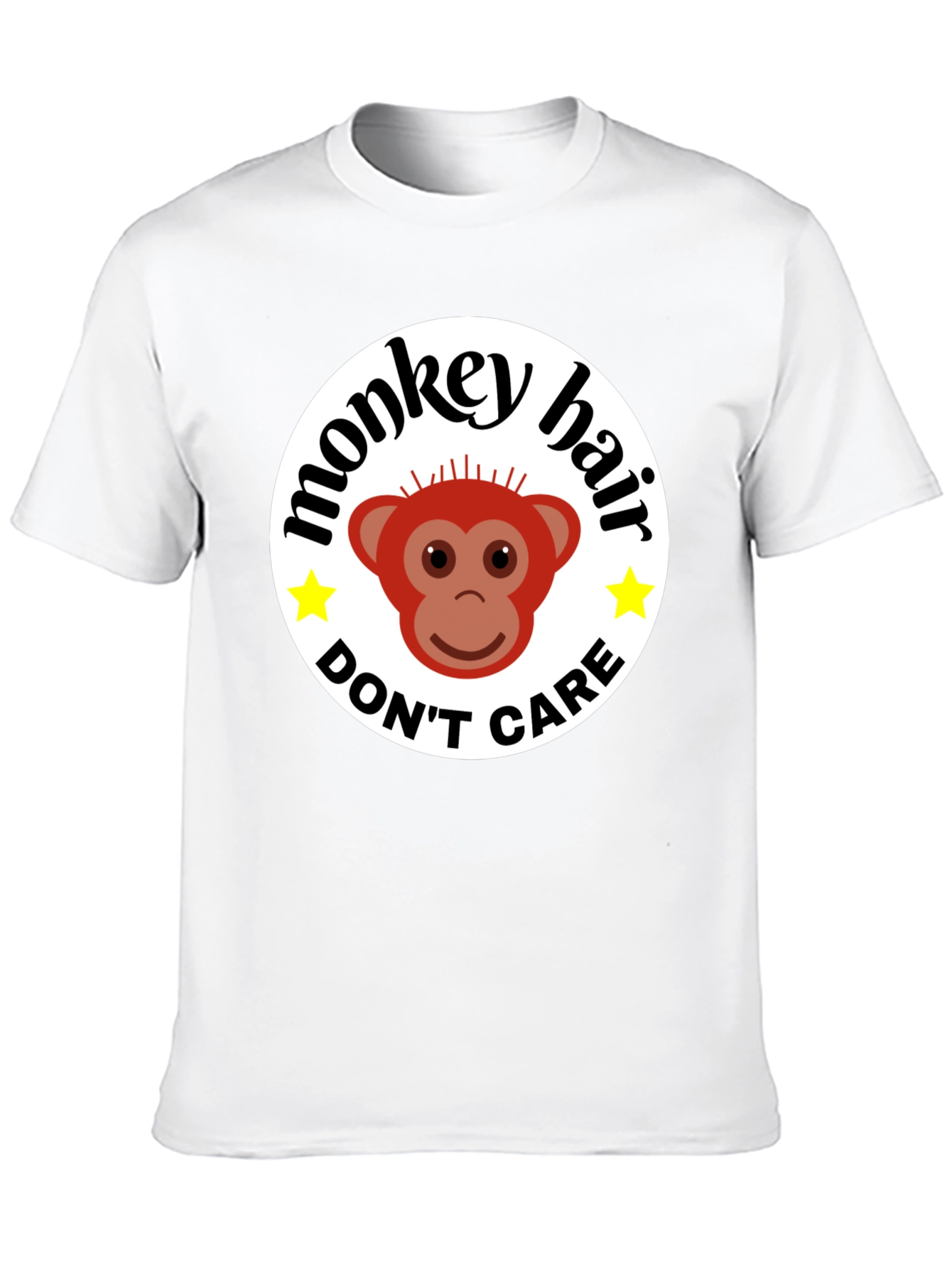 Monkey Hair Dont Care! Black Graphic Tee