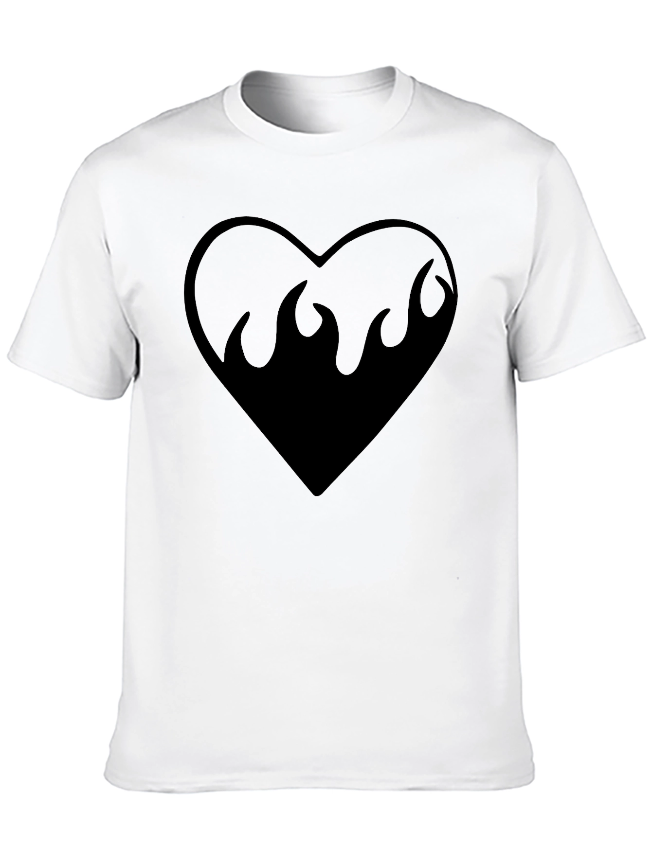 Heart On Fire Graphic Tee - Black Cotton T-Shirt