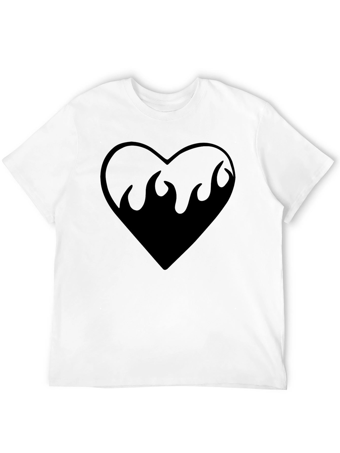 Heart On Fire Graphic Tee - Black Cotton T-Shirt