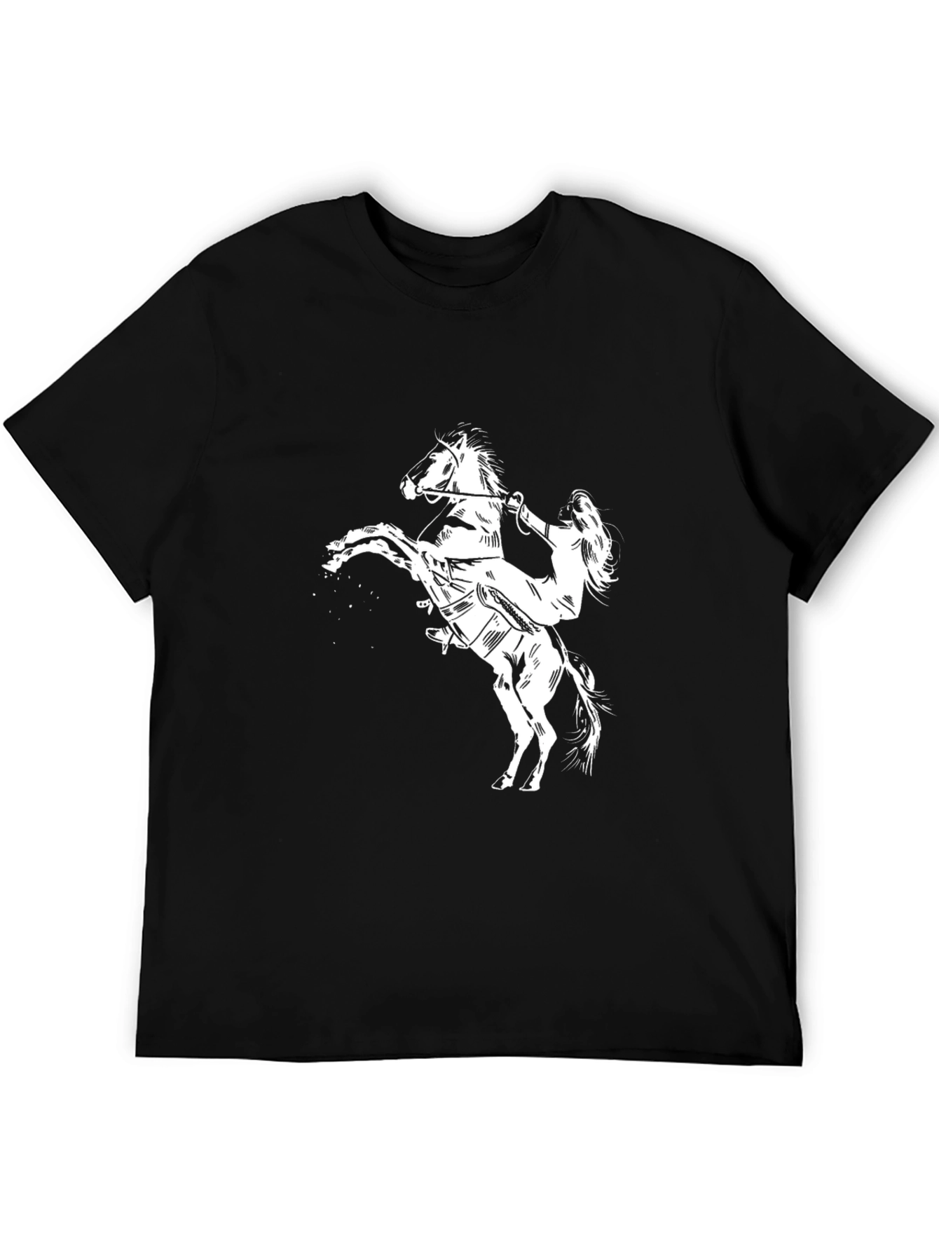 Horse Rider Graphic Tee - Black Cotton Blend