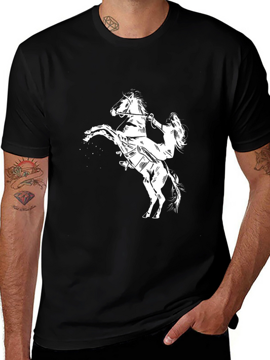 Horse Rider Graphic Tee - Black Cotton Blend