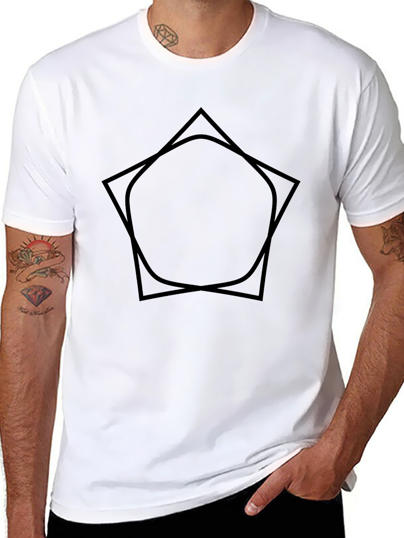 Modern Geometric Tee - Black Graphic Shirt