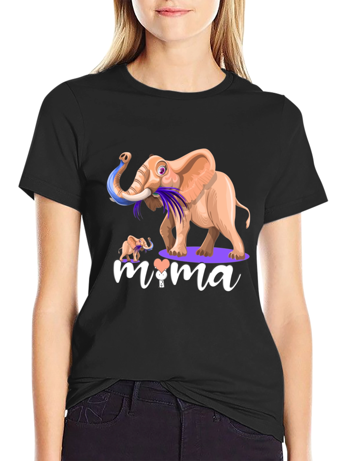 Elephant Mama Graphic T-Shirt - Unisex Black Tee