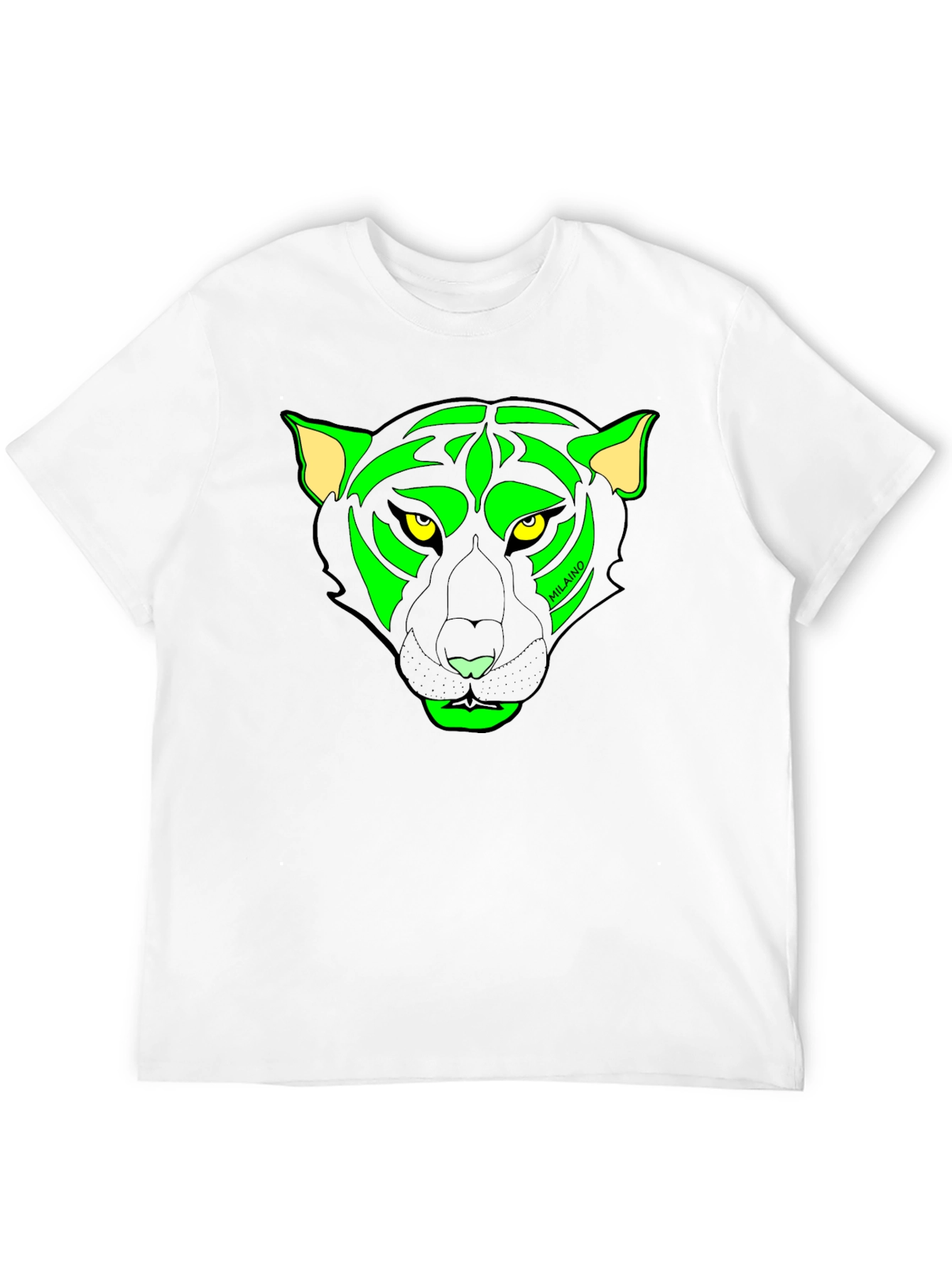 Black T-Shirt with Neon Panther Graphic