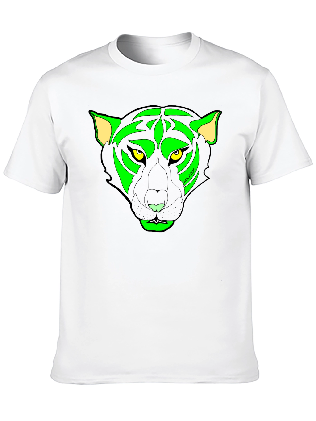 Black T-Shirt with Neon Panther Graphic