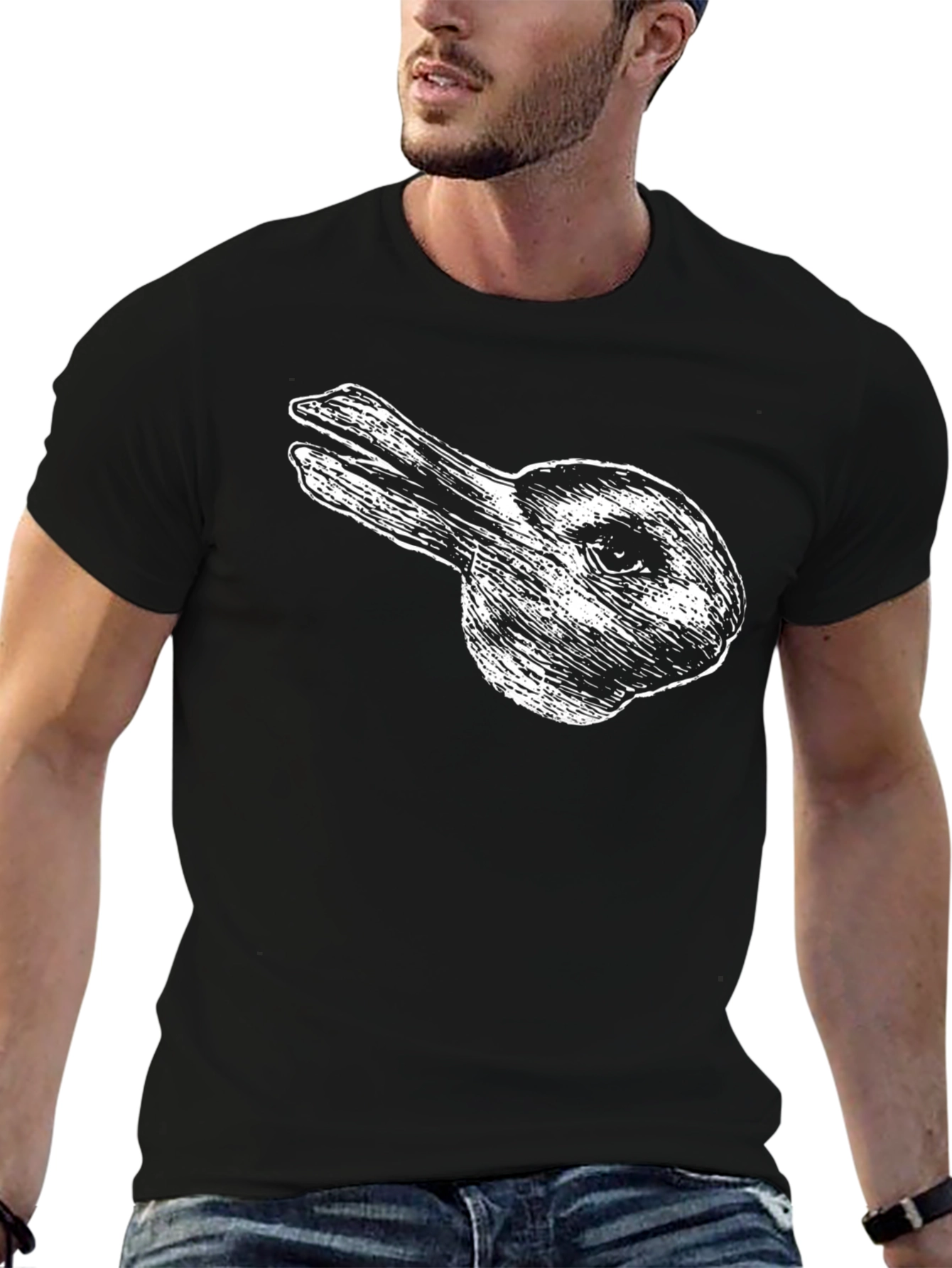 Rabbit Duck Illusion T-Shirt - Optical Brain Teaser Tee