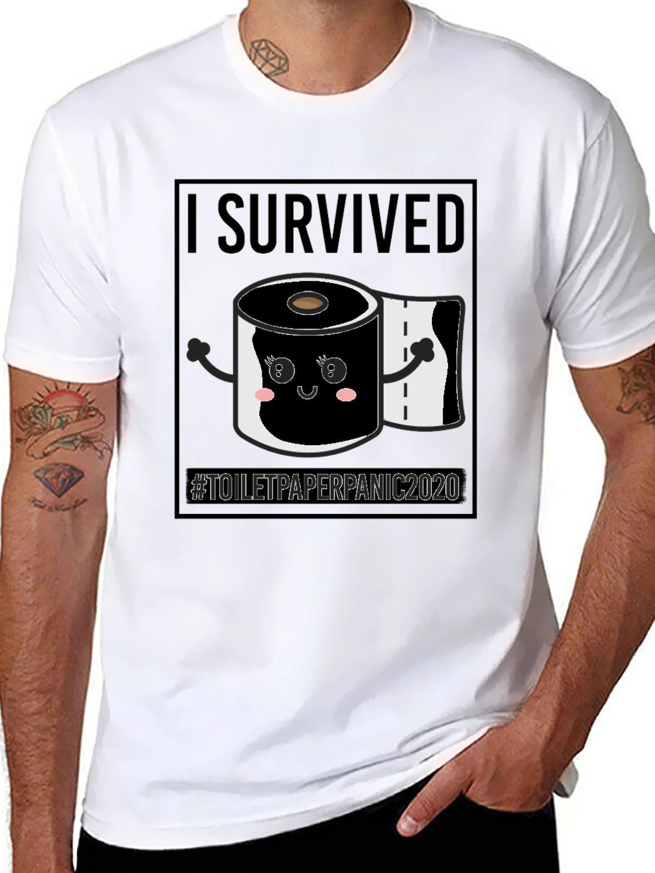 I Survived Toilet Paper Panic 2020 Black T-Shirt