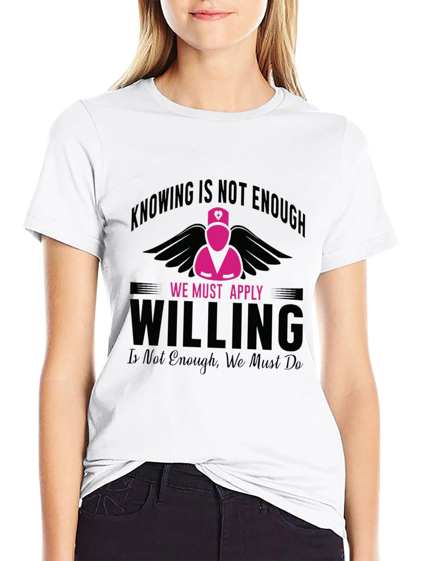 Nurse Pink Angel Willing T-Shirt