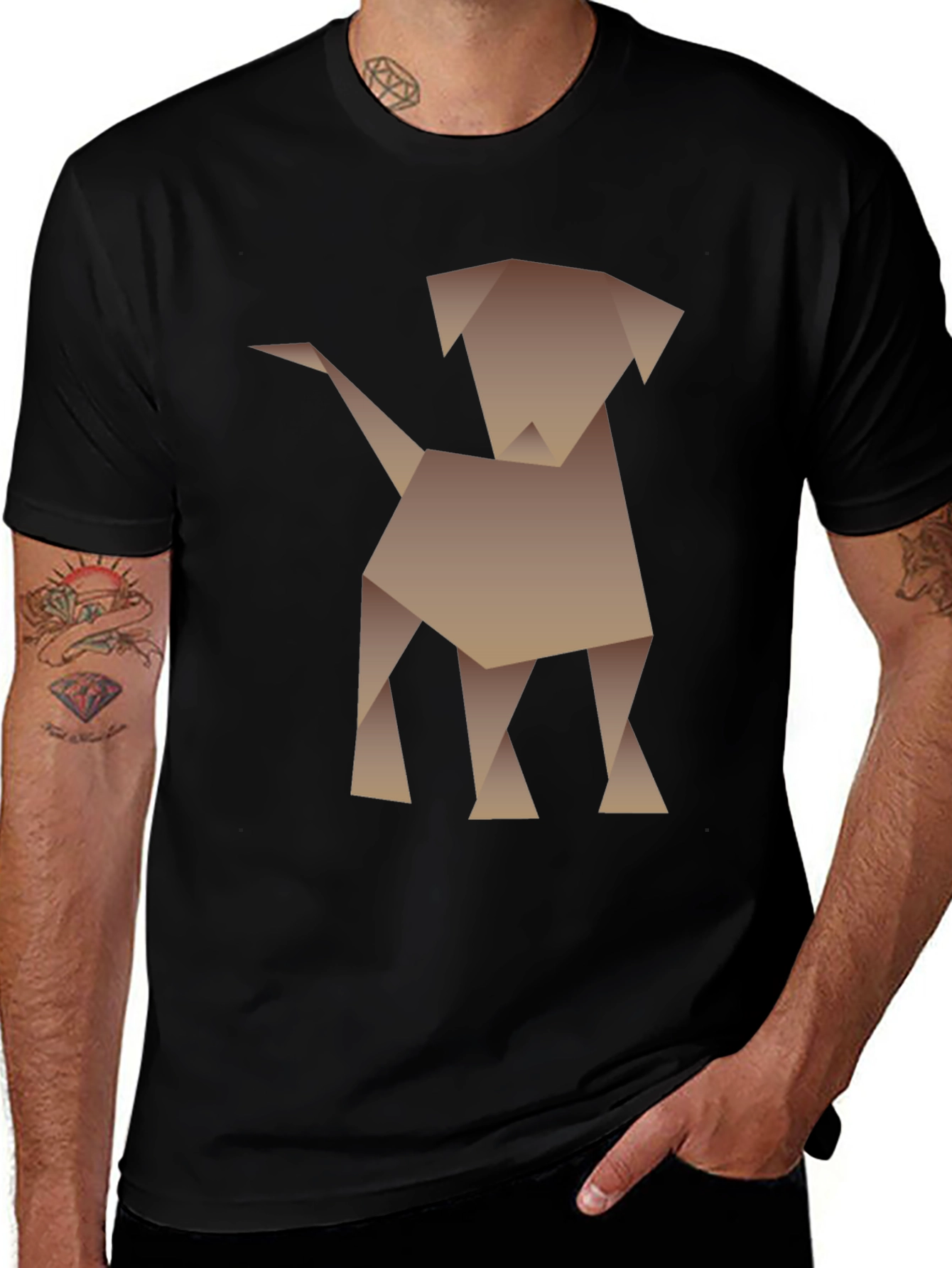 Origami Dog Graphic Tee - Modern Art Shirt