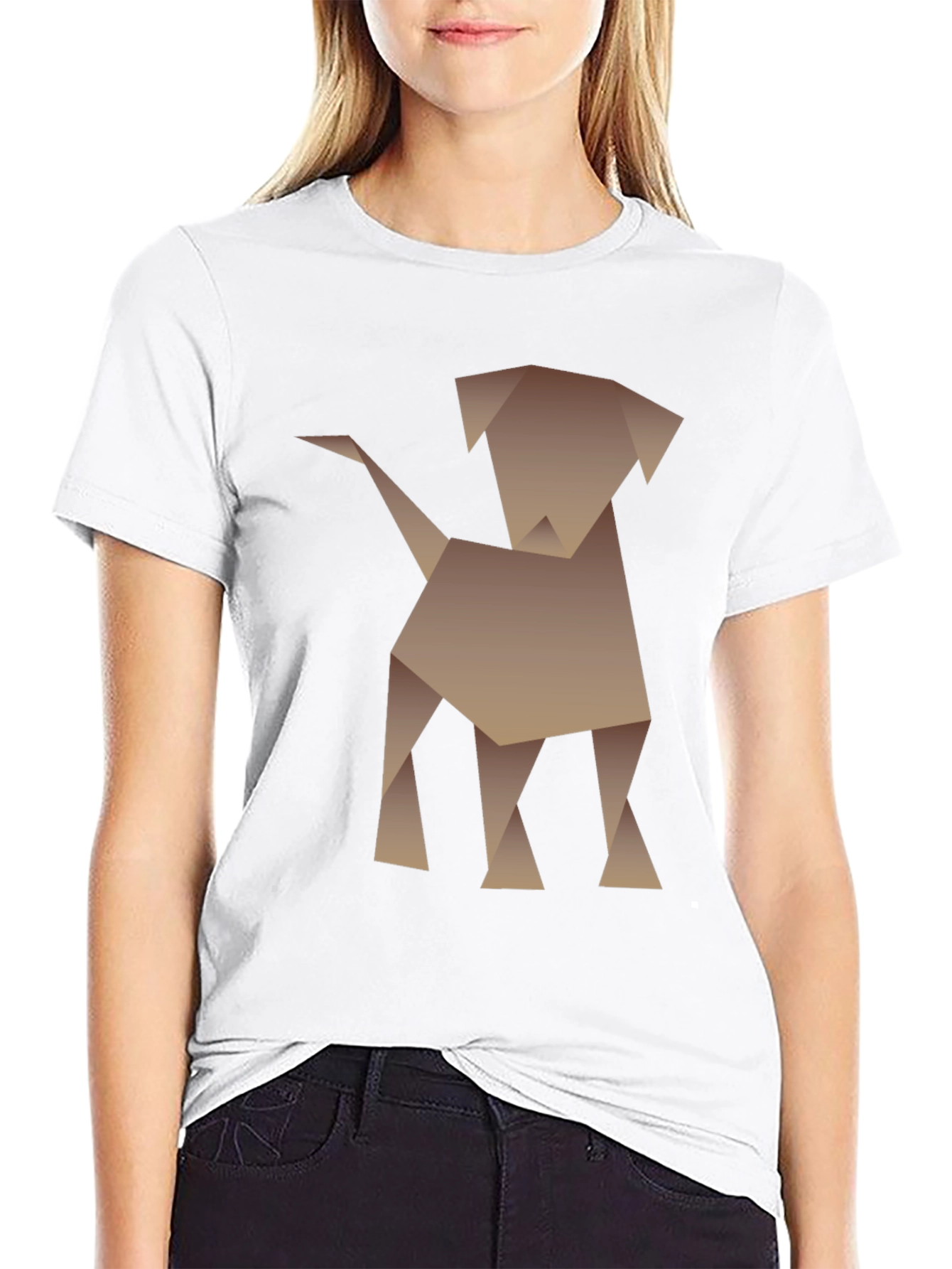 Origami Dog Graphic Tee - Modern Art Shirt