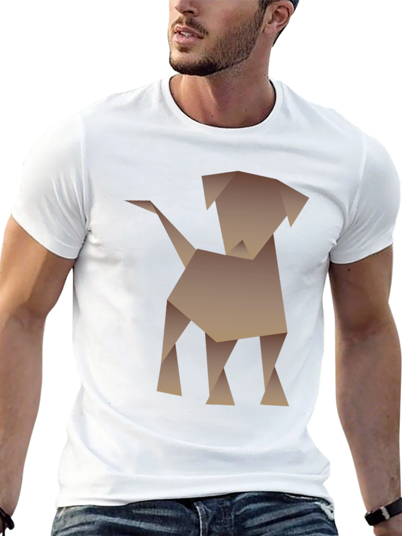 Origami Dog Graphic Tee - Modern Art Shirt