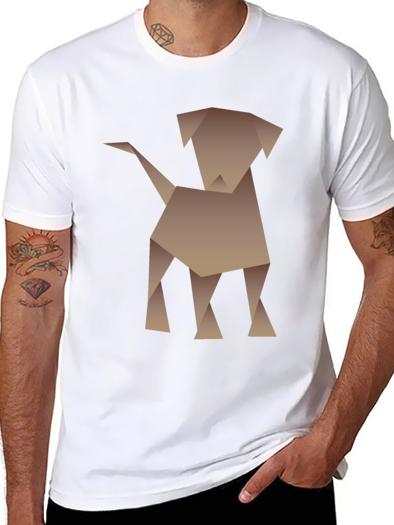 Origami Dog Graphic Tee - Modern Art Shirt