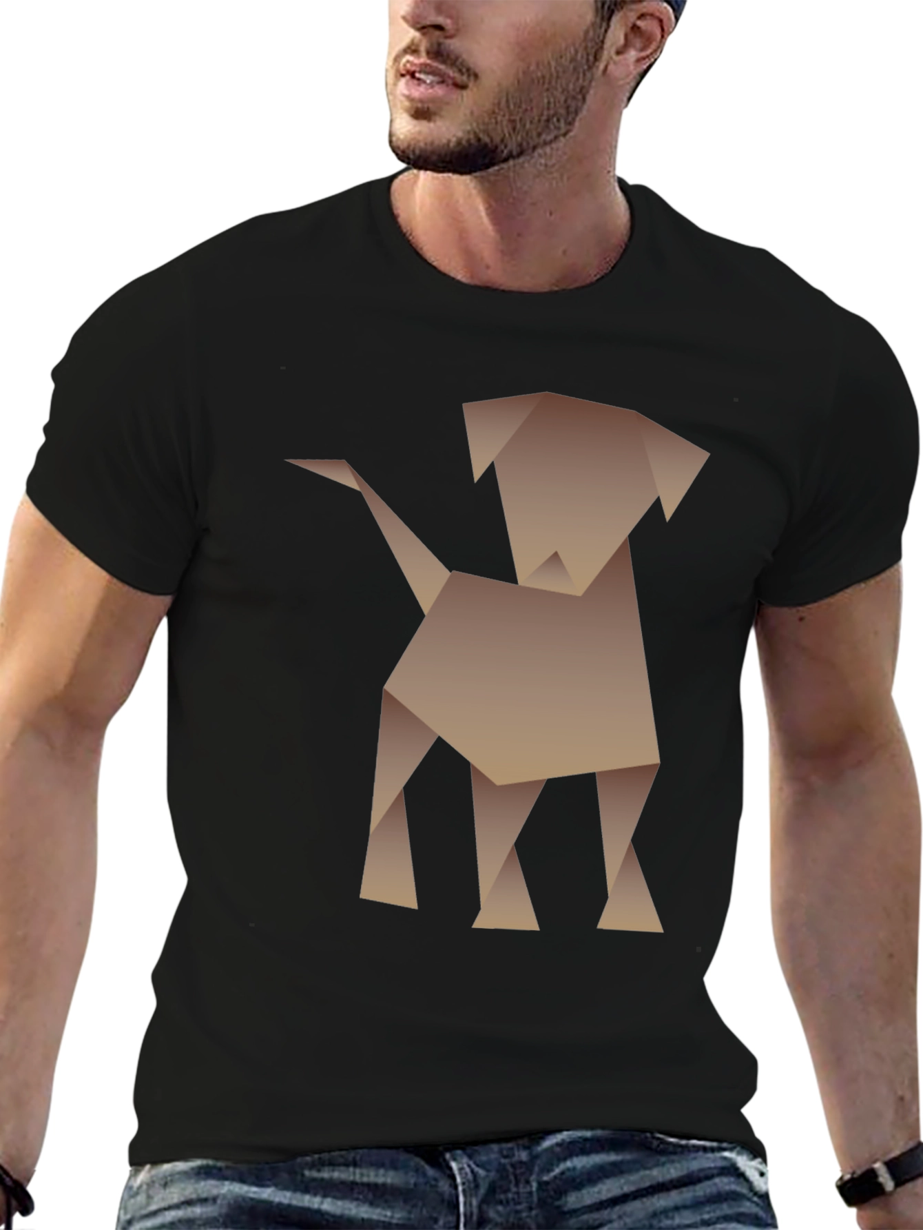 Origami Dog Graphic Tee - Modern Art Shirt