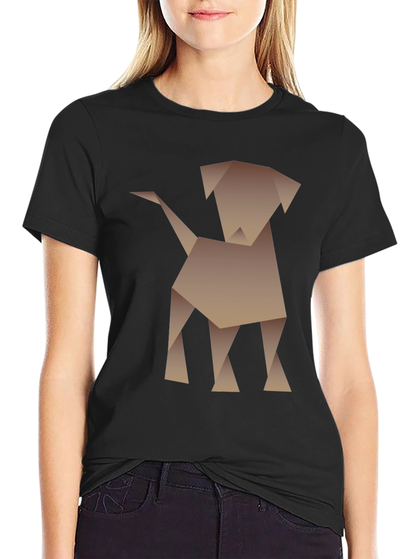Origami Dog Graphic Tee - Modern Art Shirt