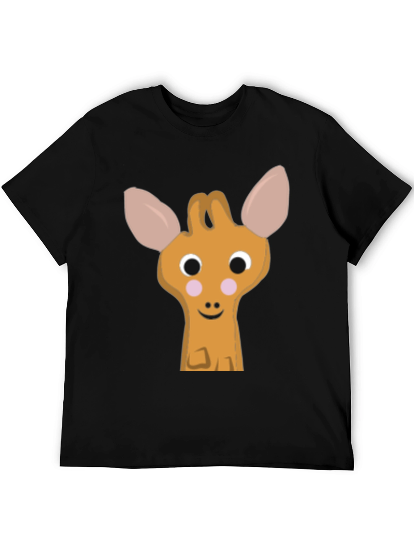 Cute Cartoon Deer Graphic Black T-Shirt