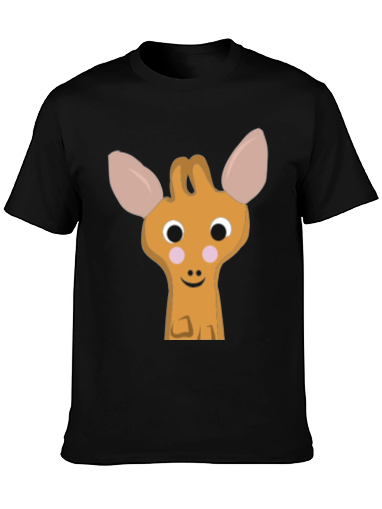 Cute Cartoon Deer Graphic Black T-Shirt