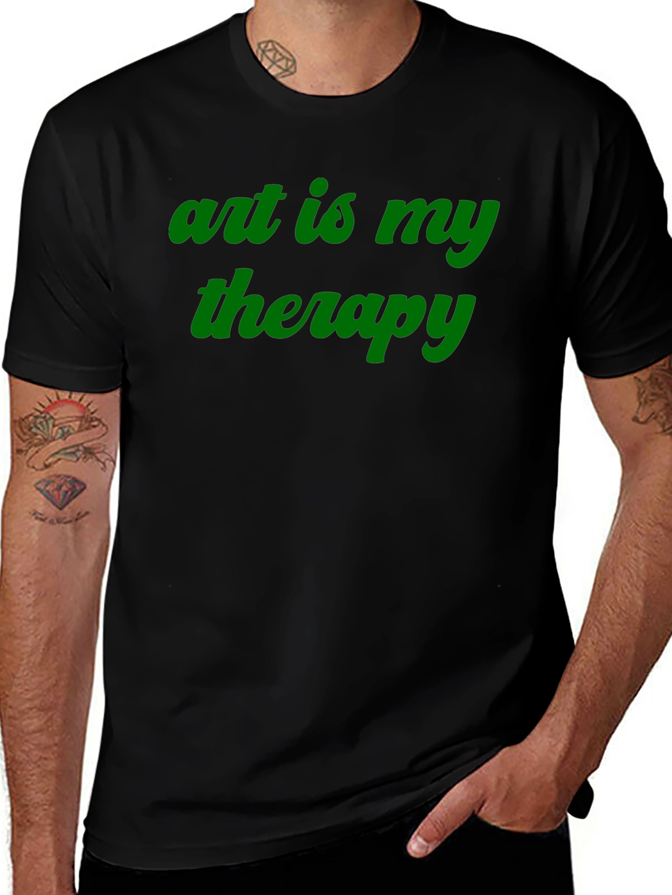 Art is My Therapy Black Crew Neck Tee