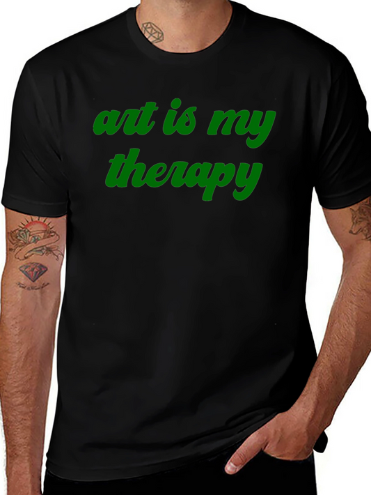 Art is My Therapy Black Crew Neck Tee