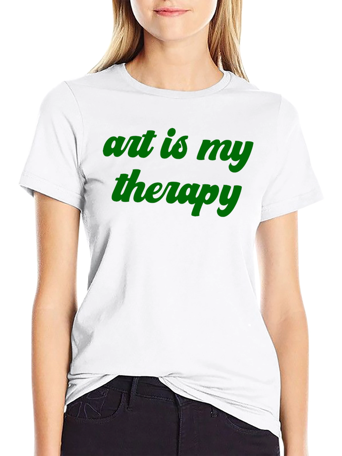 Art is My Therapy Black Crew Neck Tee