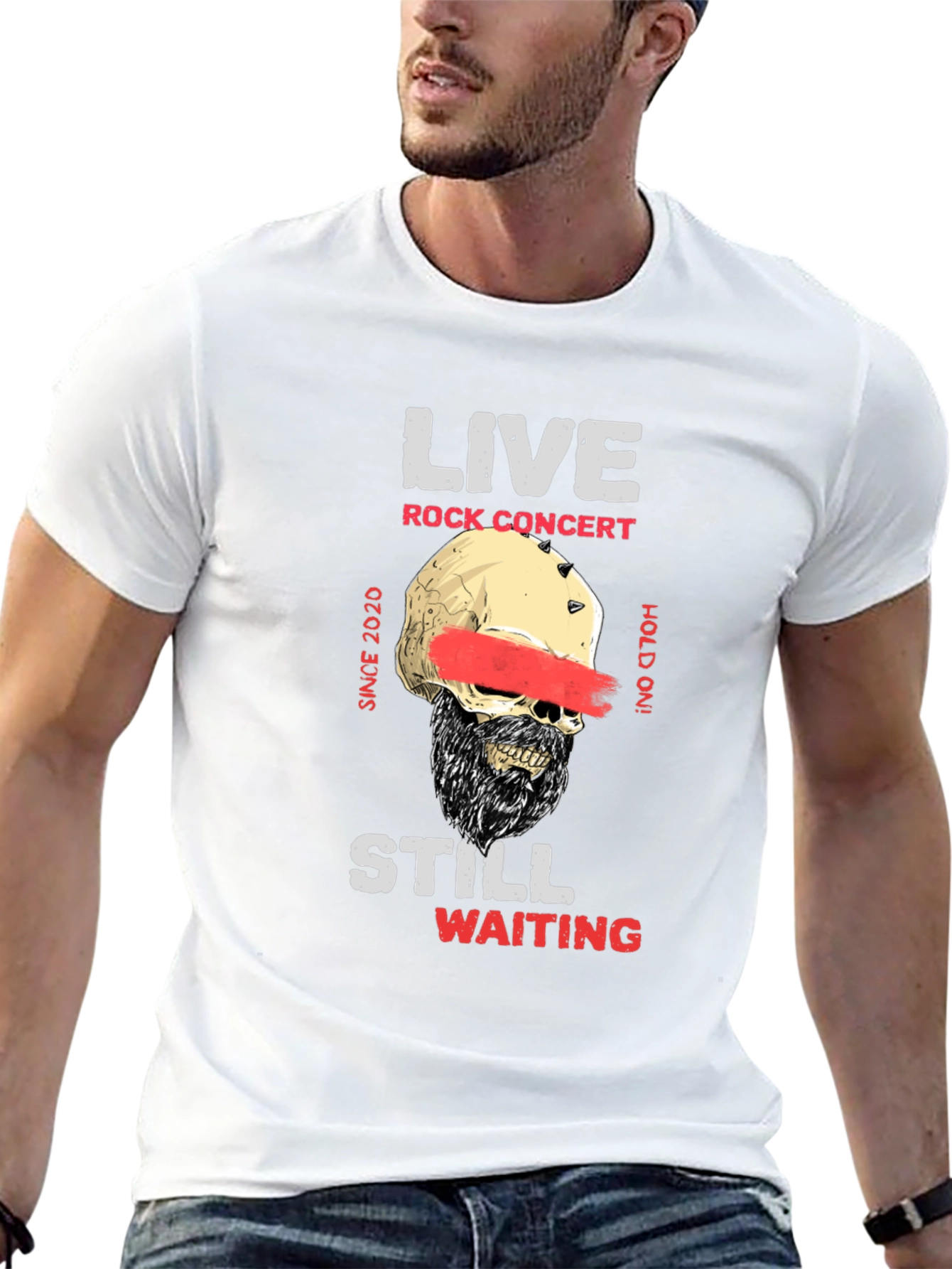 Live Rock Concert Skull Graphic T-Shirt