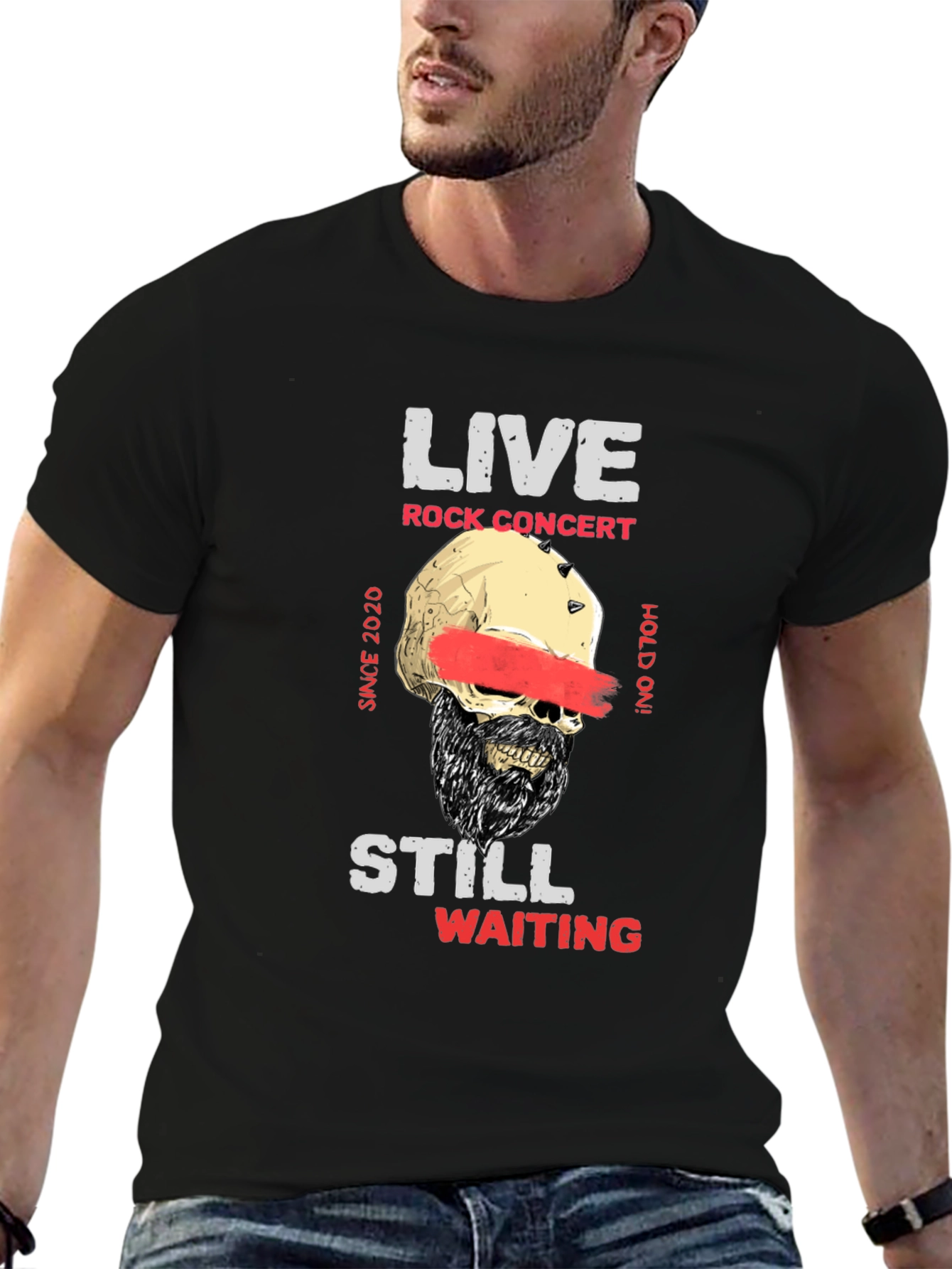 Live Rock Concert Skull Graphic T-Shirt