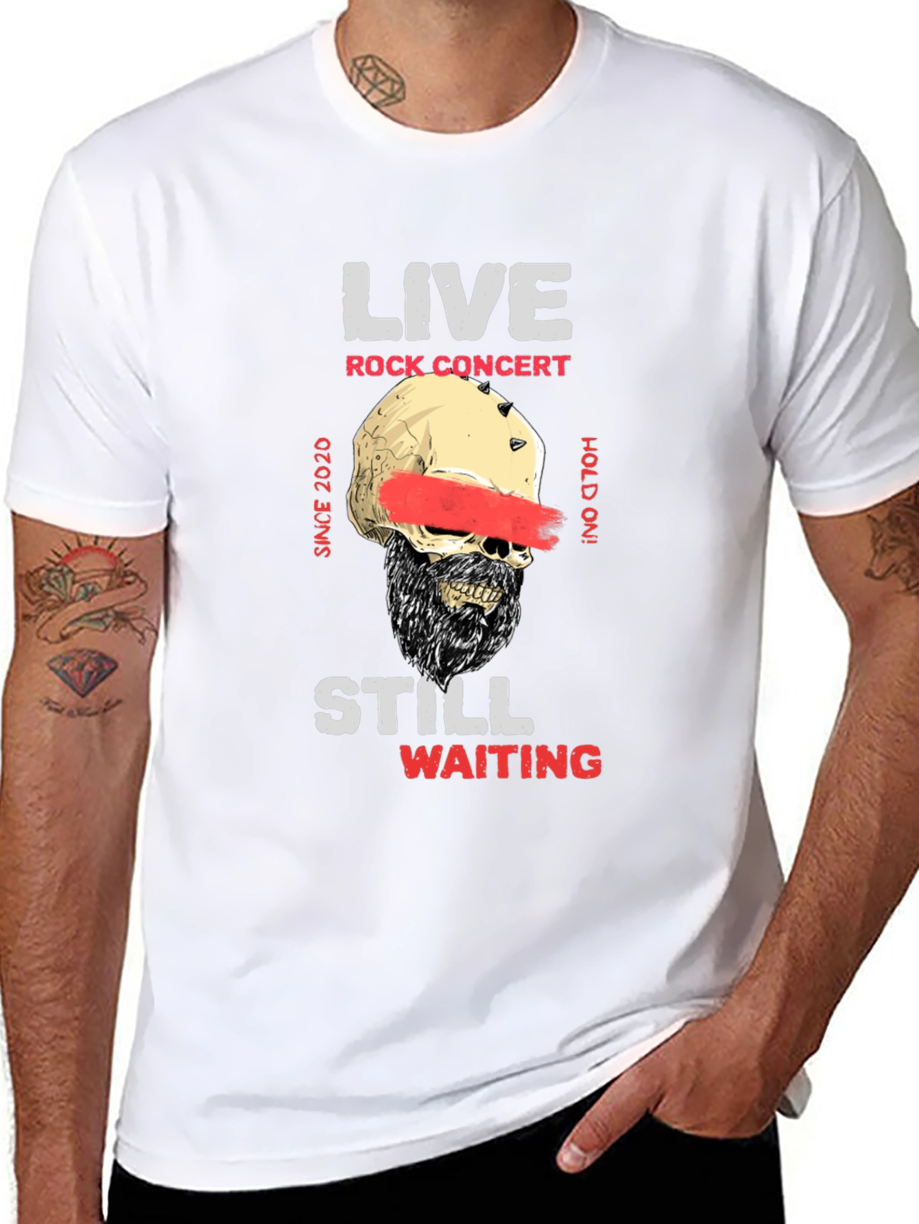 Live Rock Concert Skull Graphic T-Shirt
