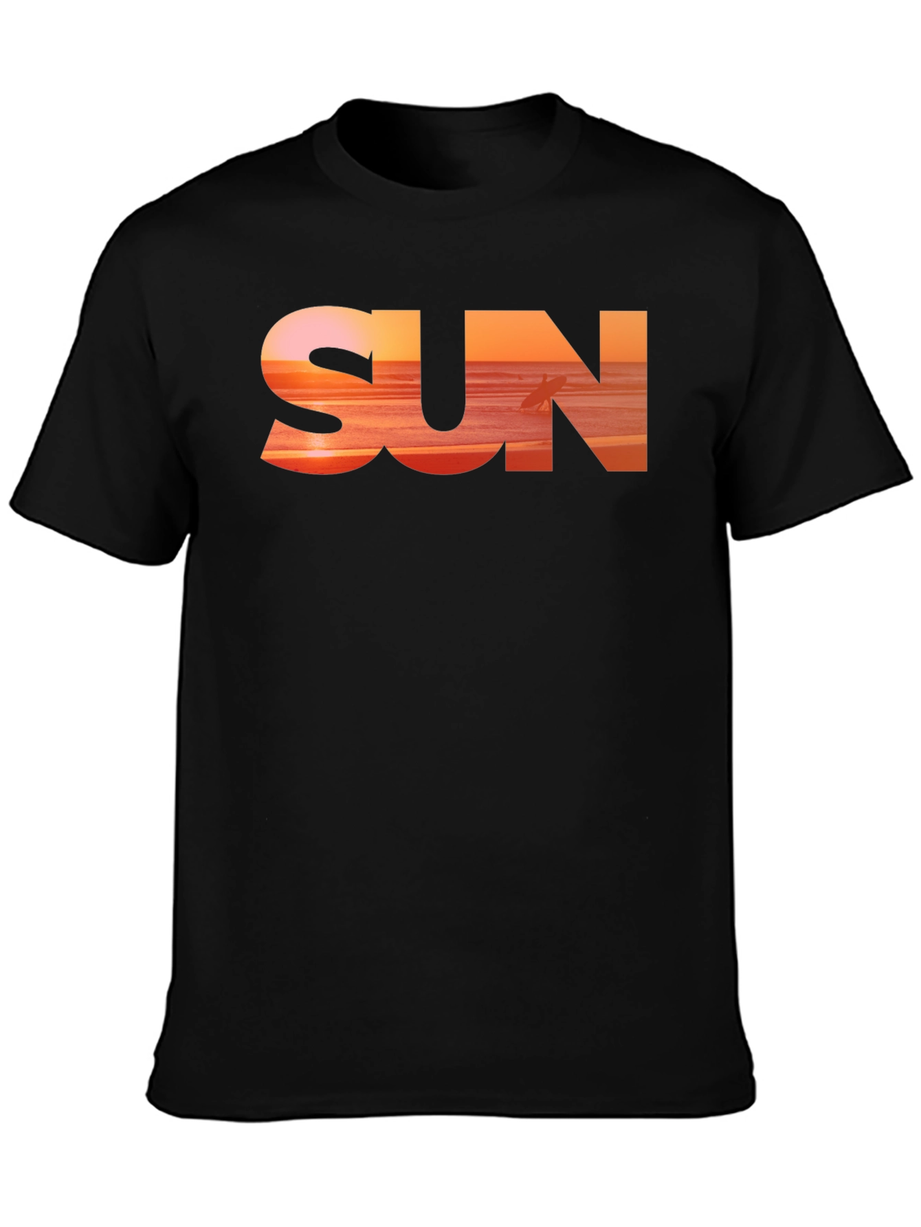 Sunset Vibes Graphic Tee - Black Cotton
