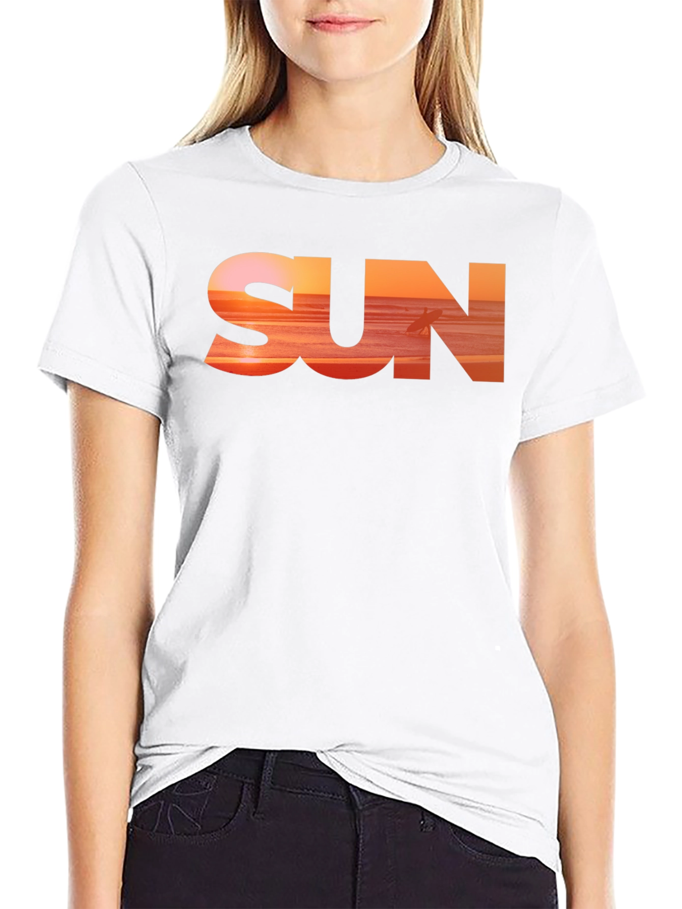Sunset Vibes Graphic Tee - Black Cotton
