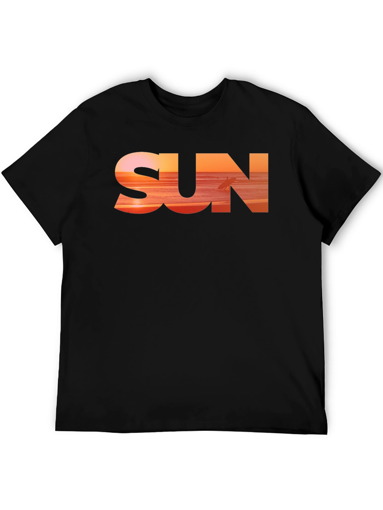 Sunset Vibes Graphic Tee - Black Cotton