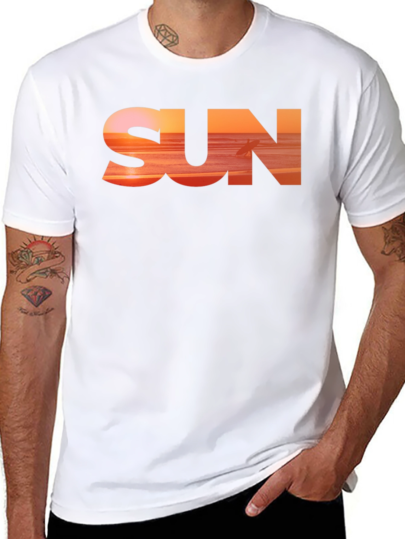 Sunset Vibes Graphic Tee - Black Cotton