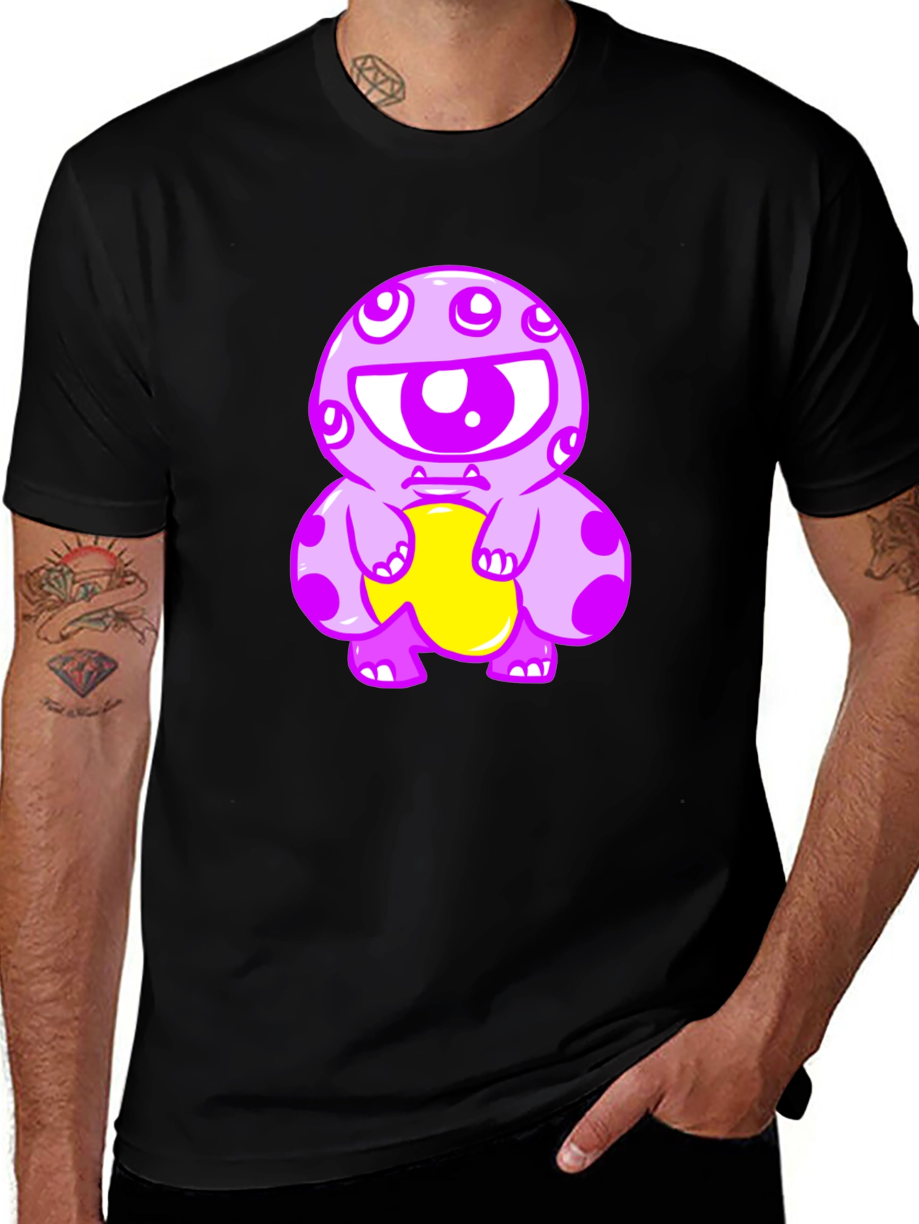 Monster Graphic Print Black T-Shirt