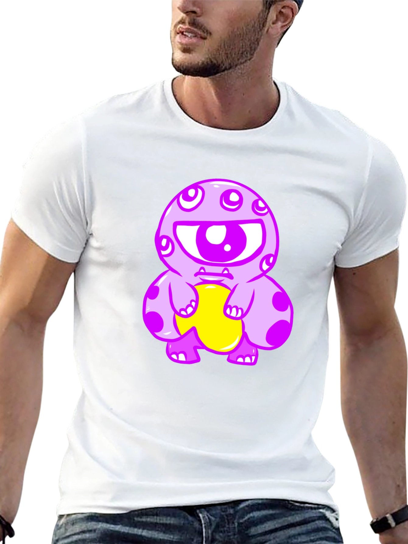 Monster Graphic Print Black T-Shirt