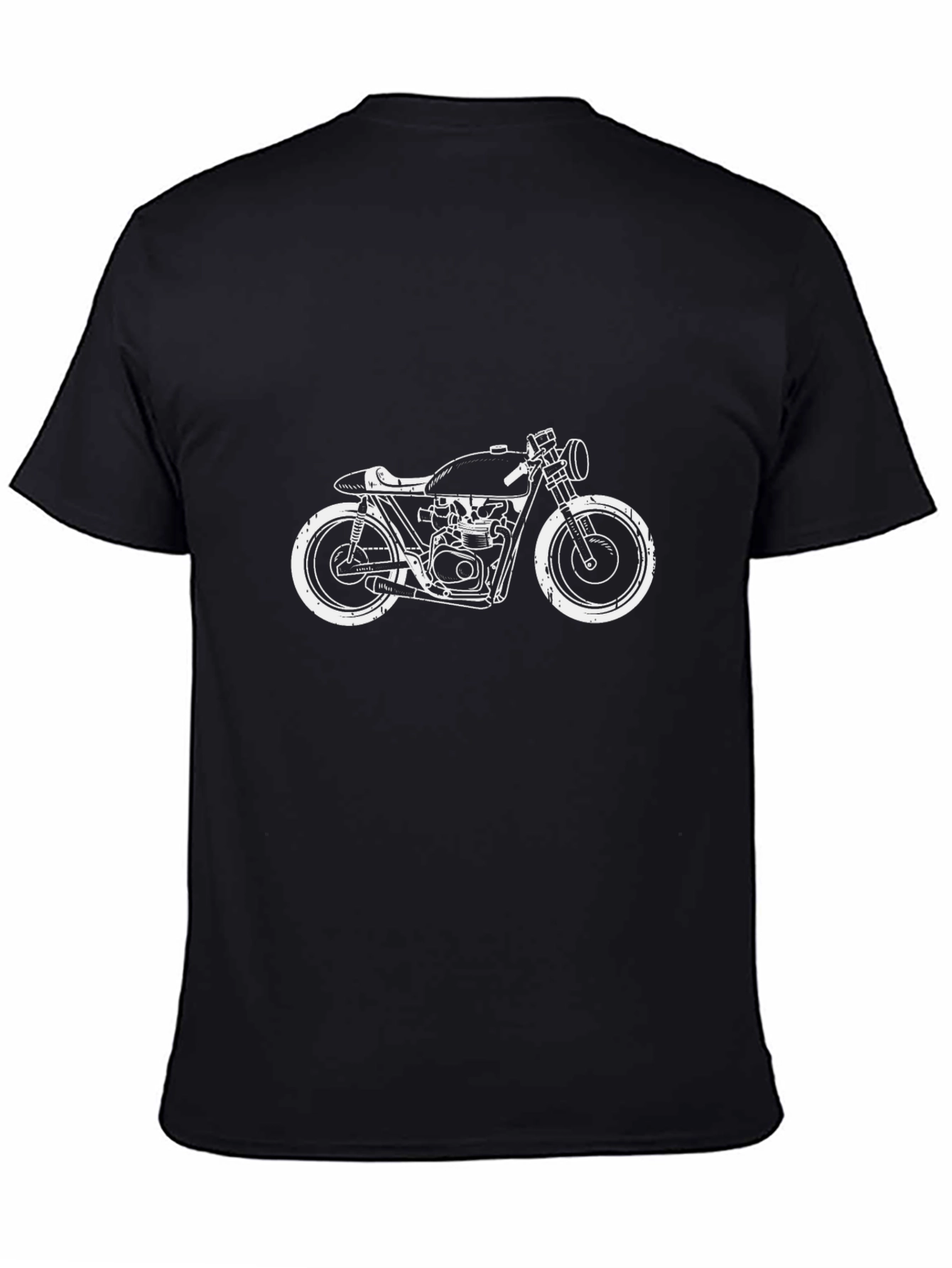 Motorcycle Graphic Tee - Black Cotton Casual