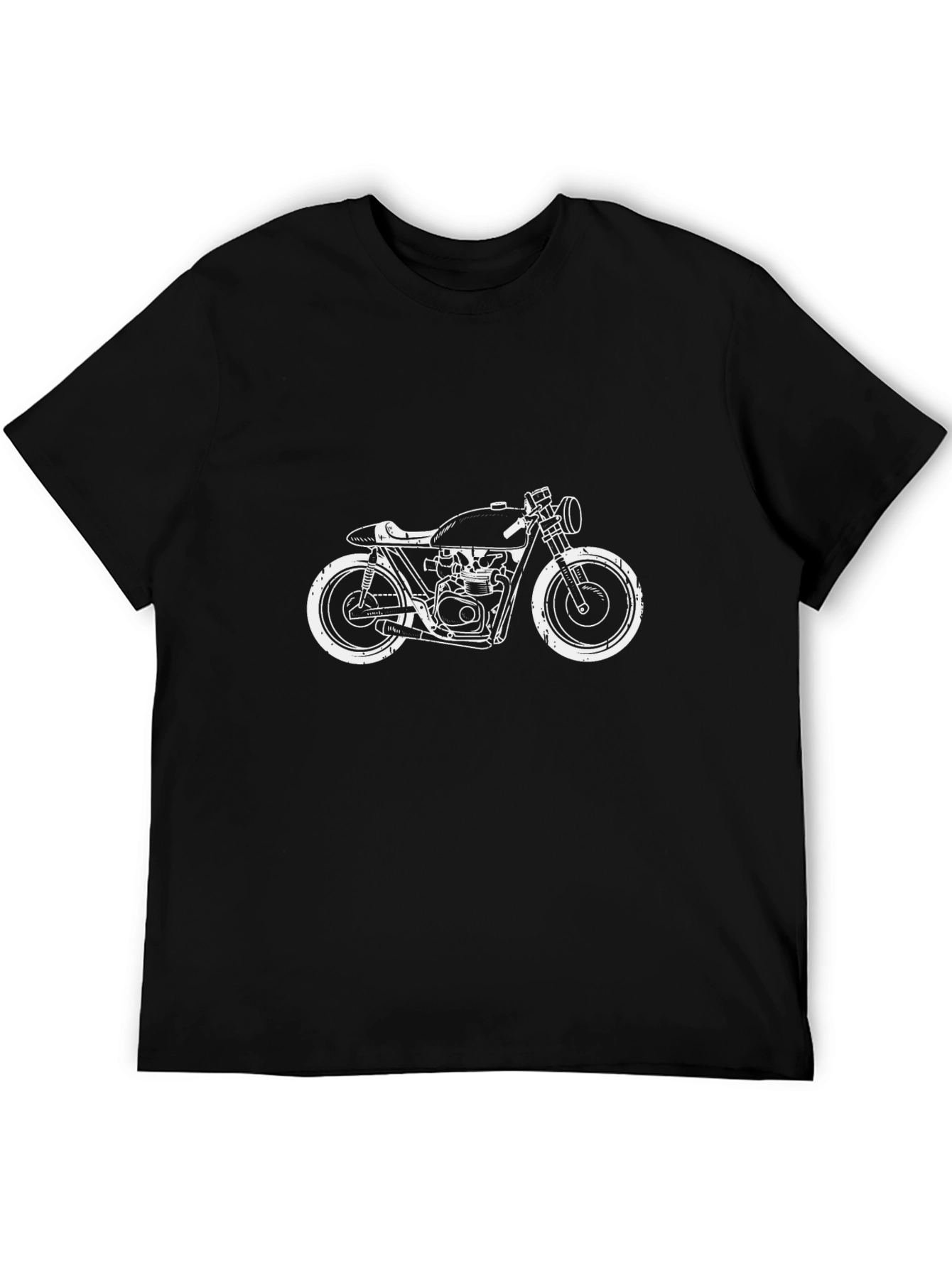Motorcycle Graphic Tee - Black Cotton Casual