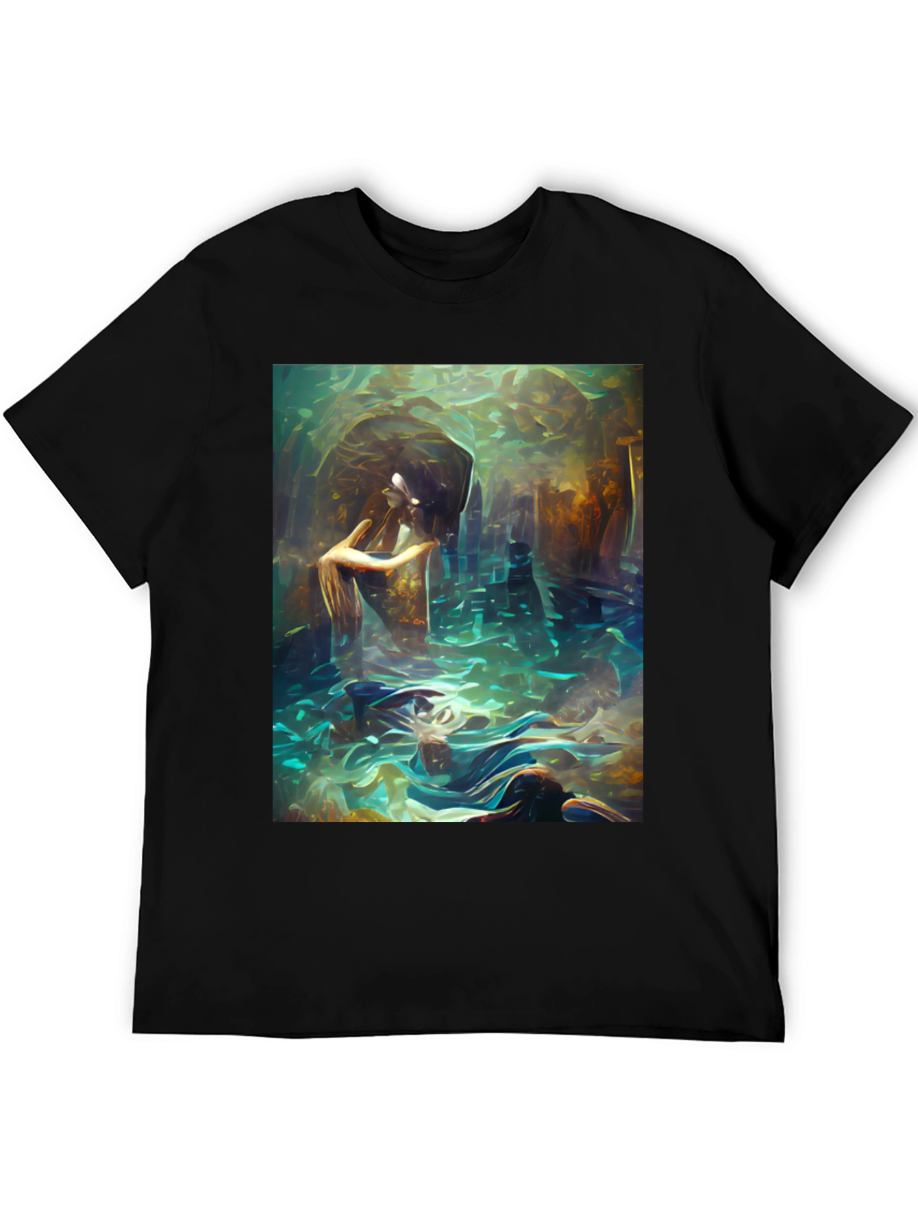 Artistic Underwater Scene Black T-Shirt