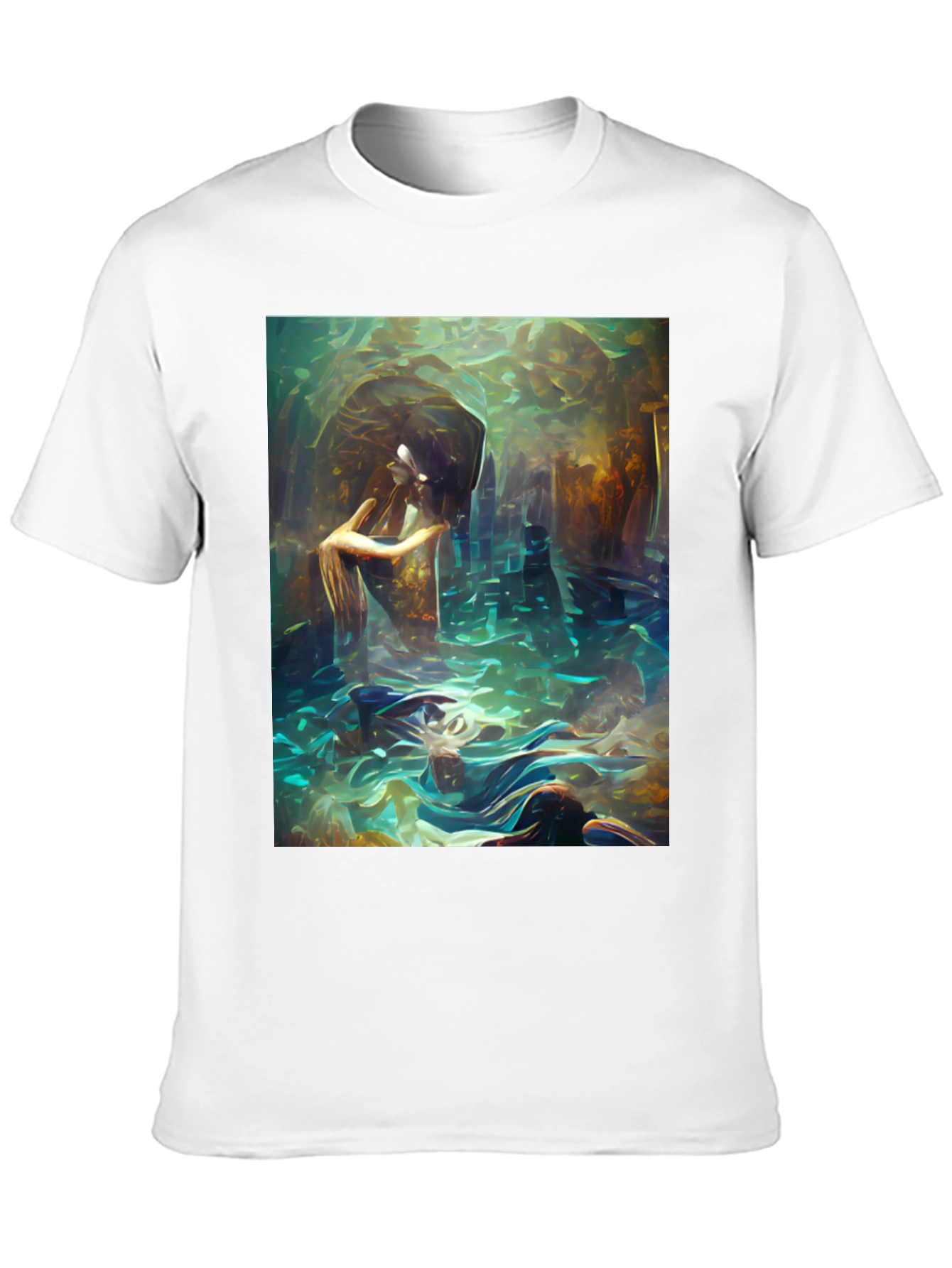 Artistic Underwater Scene Black T-Shirt