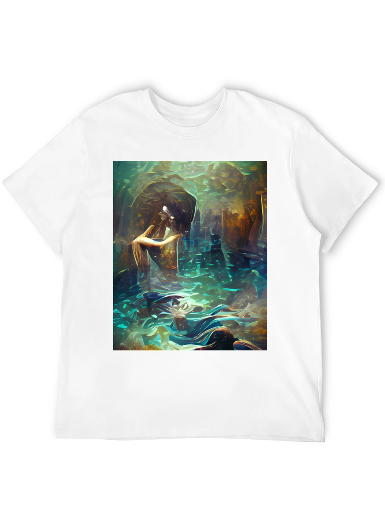 Artistic Underwater Scene Black T-Shirt