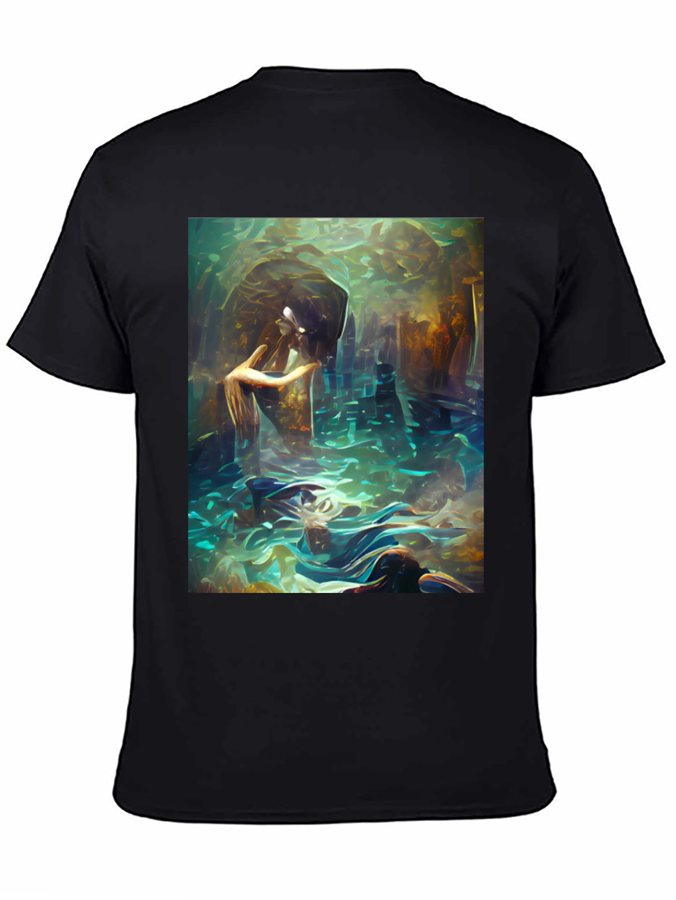 Artistic Underwater Scene Black T-Shirt