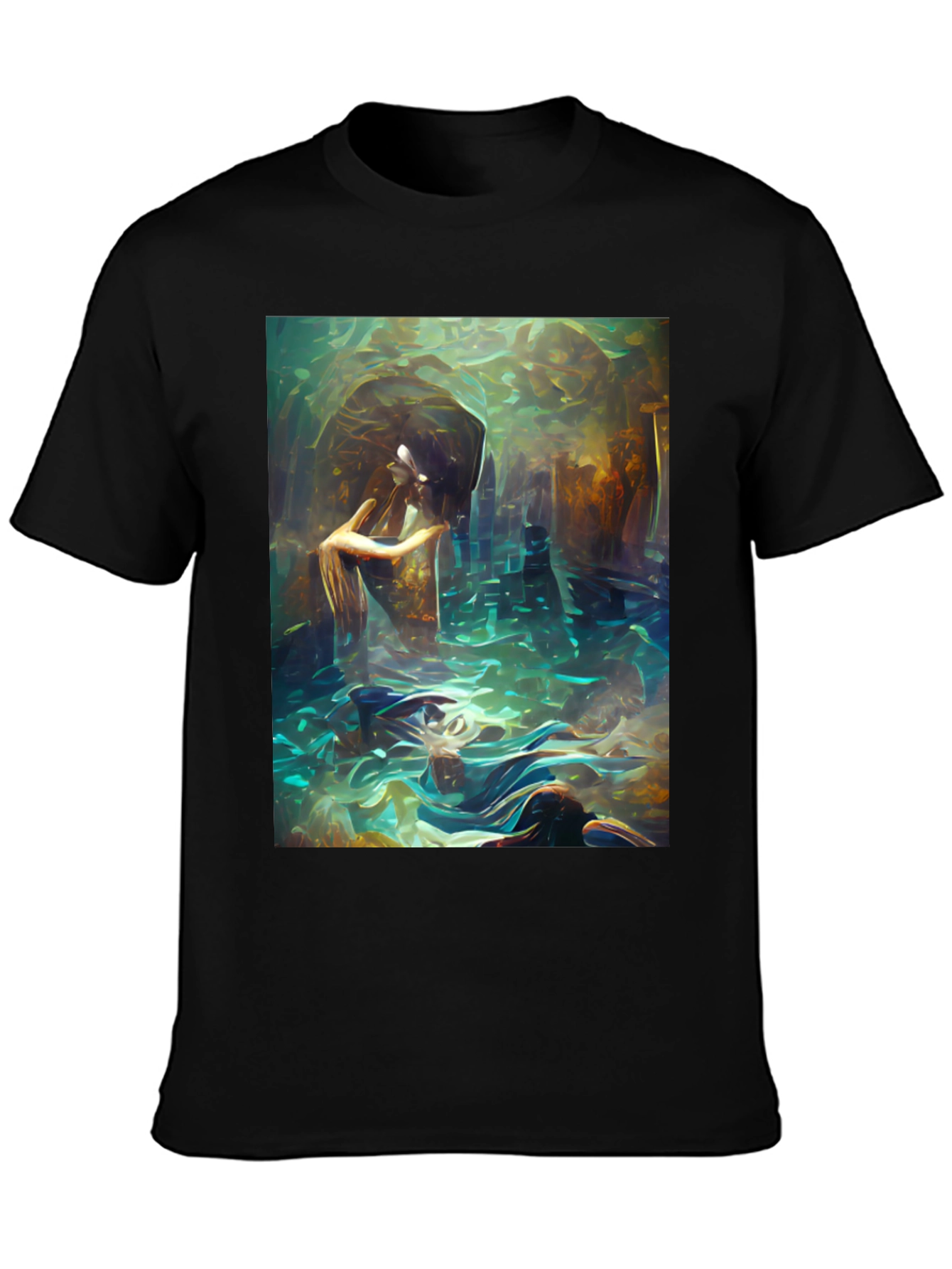 Artistic Underwater Scene Black T-Shirt