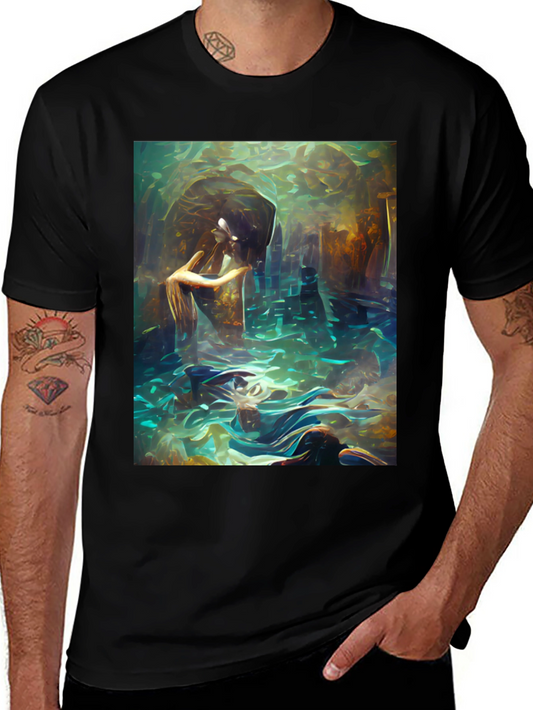 Artistic Underwater Scene Black T-Shirt
