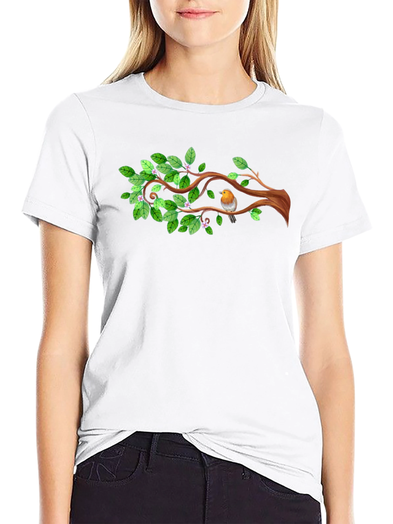 Natures Embrace: Bird on Branch T-Shirt