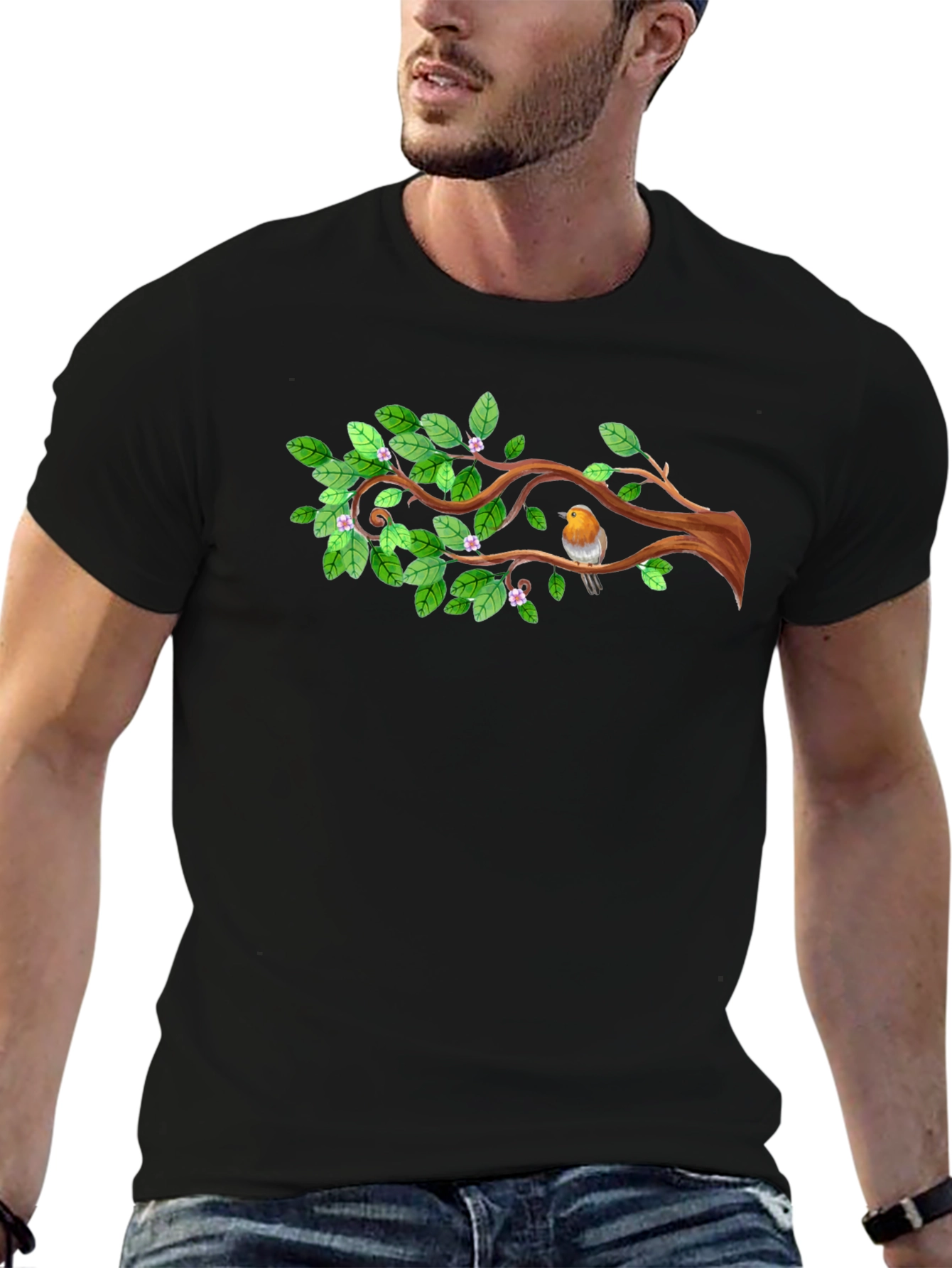 Natures Embrace: Bird on Branch T-Shirt